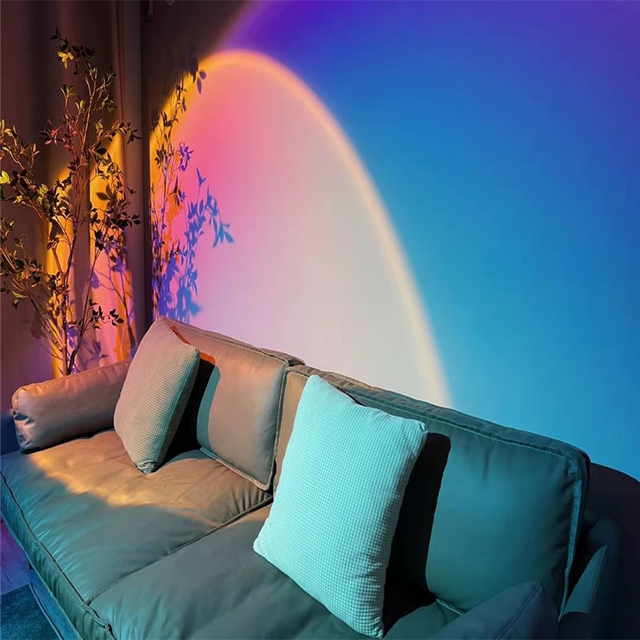 Led Rainbow Sunset Projection Floor Lighting Nordic Corner Rotatable